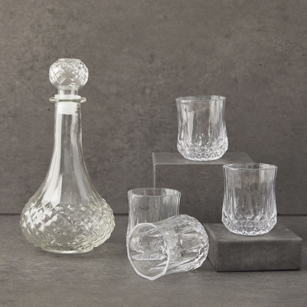 Vintage Barware Decanter & Glasses Bar Set Chic & Tonic Cocktail Hour